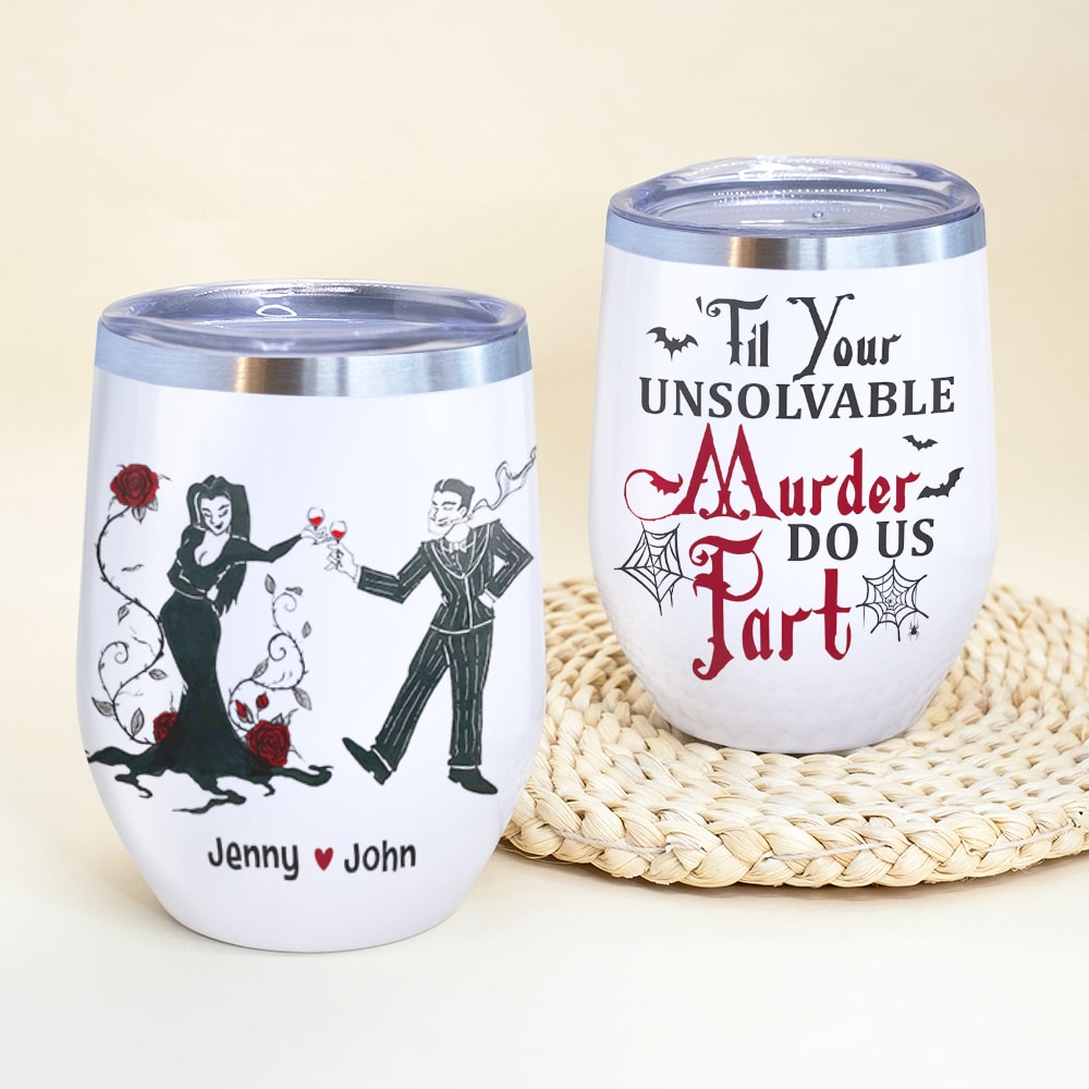 Horror Couple Personalized Wine Tumbler - Unique Valentine's Day Gifts for Spooky Lovers Wine Tumbler PopCulturePrints