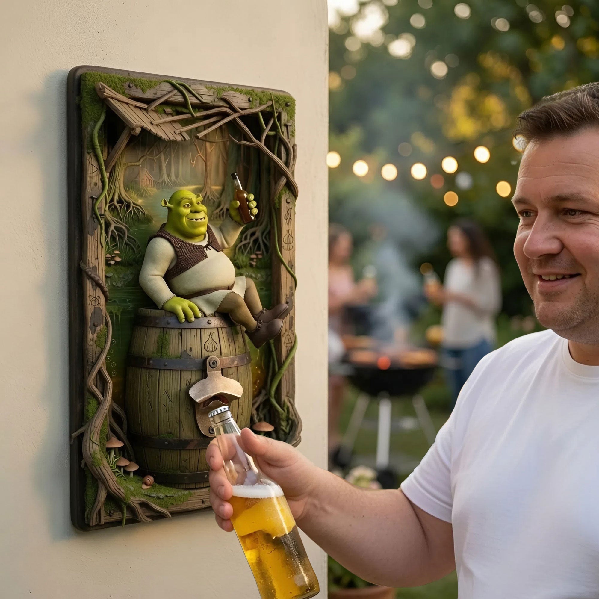 "Cheers to Fun Times!" - Green Ogre Wall Hanging Bottle Opener - Personalized Gift for Friends, Family, and All Occasions