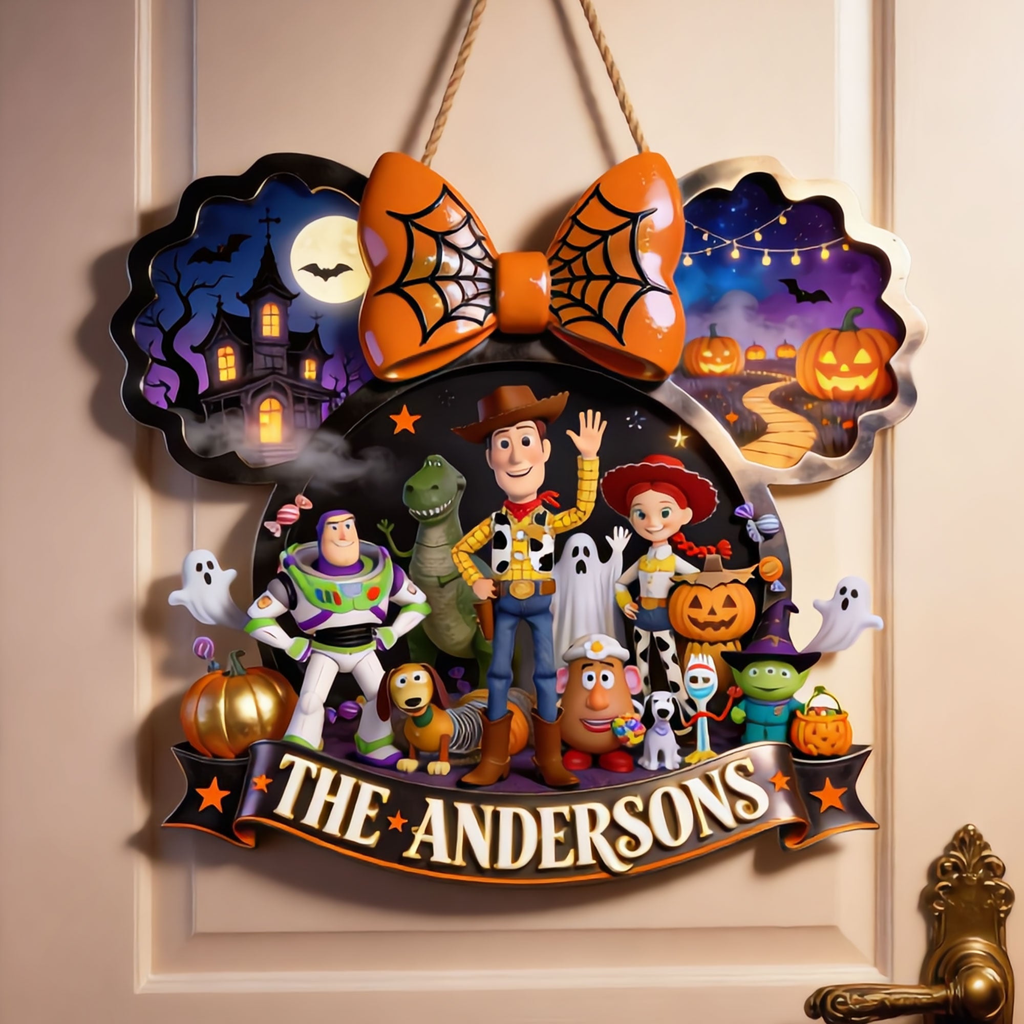 “Celebrate Family Togetherness This Halloween” - Personalized Spooky Family Wall Hanging Sign - Custom Gift for Loved Ones, Friends, and Neighbors