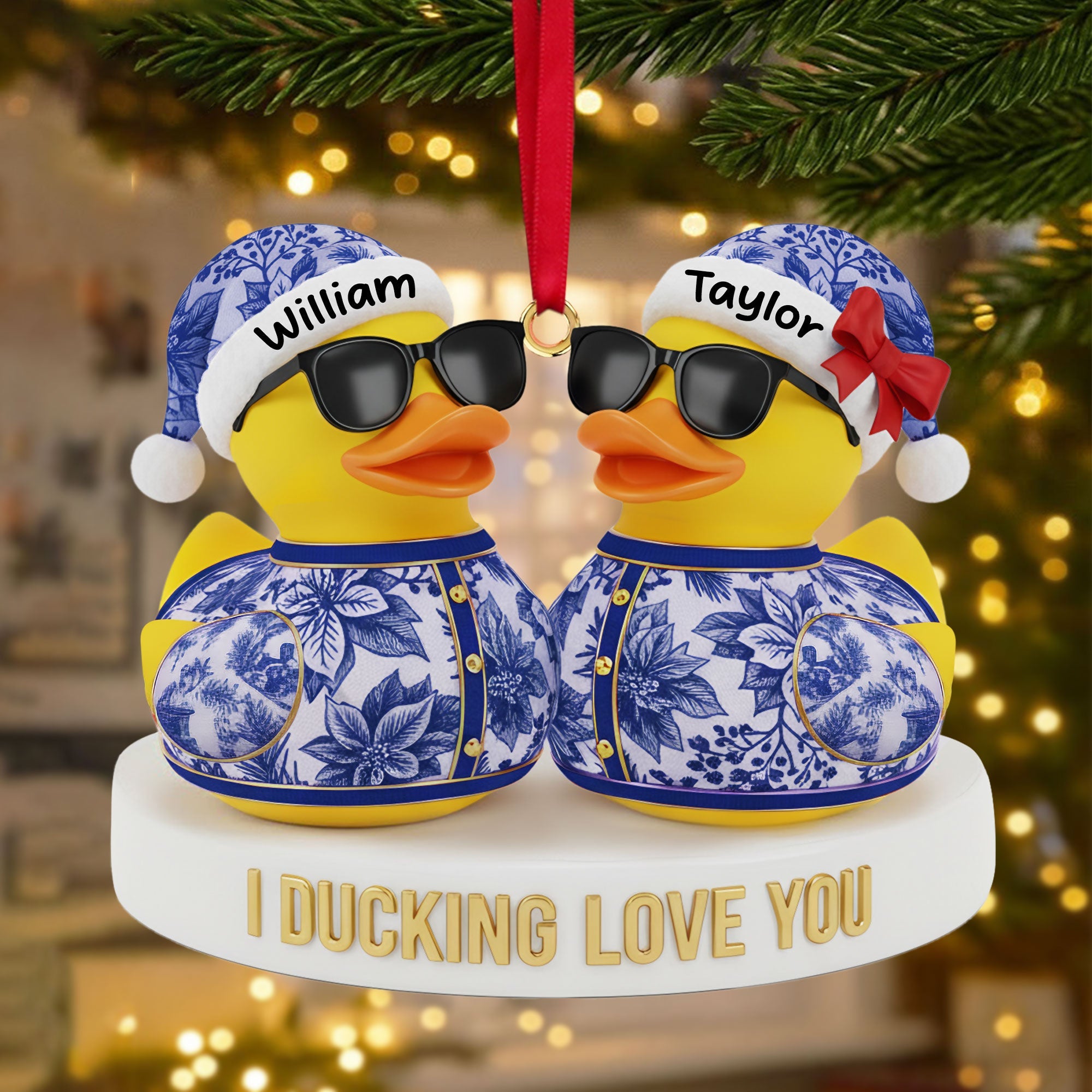 I Ducking Love You - Personalized Couple Duck Christmas Ornament Ornament PopCulturePrints