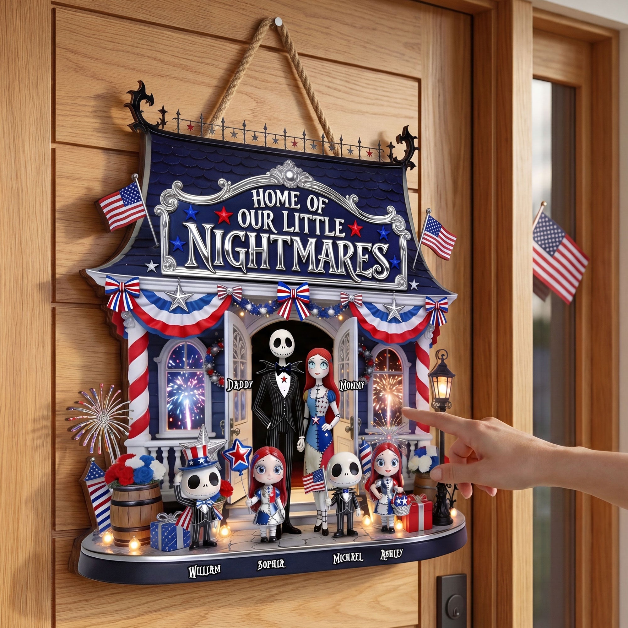 Home of Our Little Nightmares - Spooky Family Wood Sign - Personalized Gifts for Family Wood Sign PopCulturePrints
