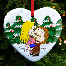 Load image into Gallery viewer, Custom Romantic Couple Ceramic Ornament - Christmas Edition
