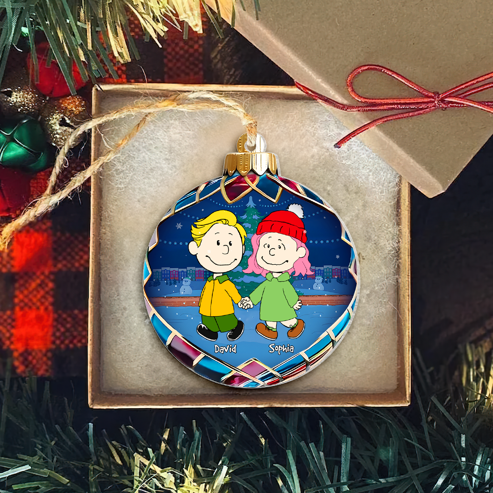 Custom Cartoon Couple Christmas Ornament