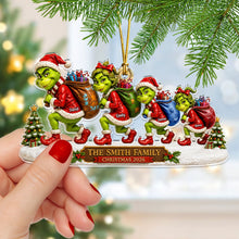 Load image into Gallery viewer, Sneaking Santa Christmas Monster Family Ornament - Personalized Gifts for Your Loved Ones
