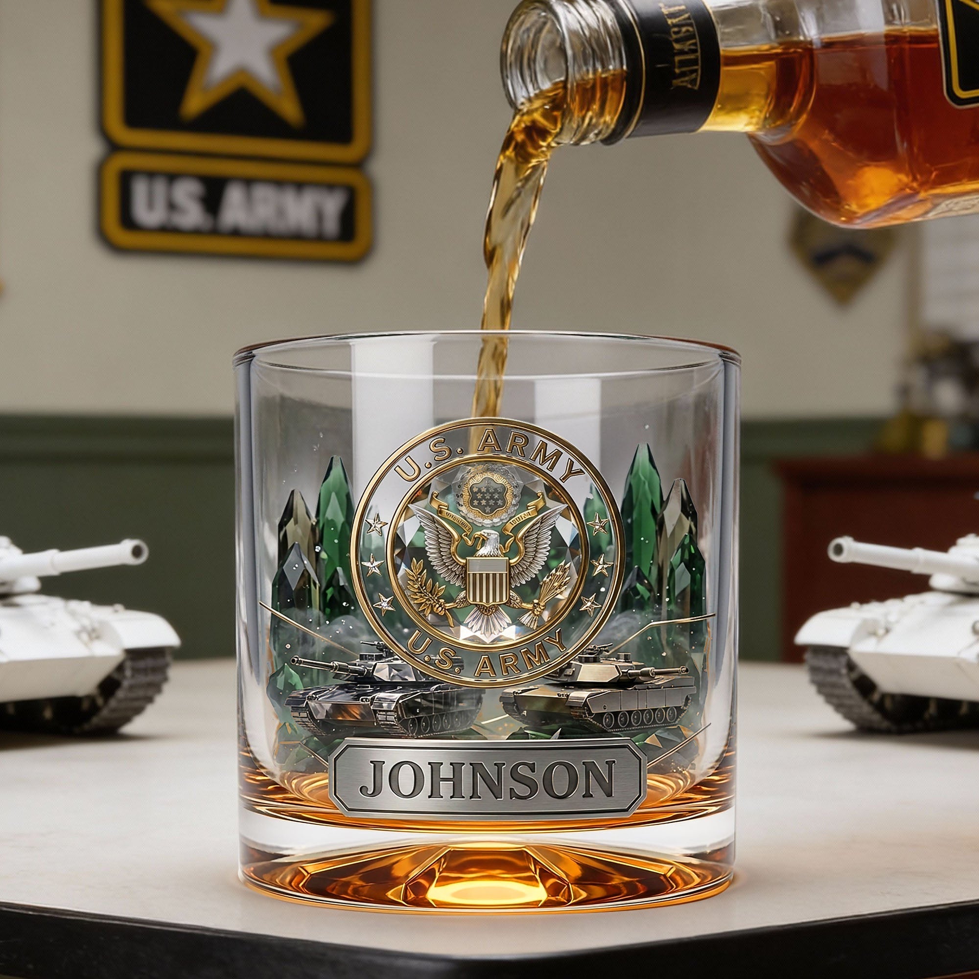 Honor & Celebrate Your Service: Military Forces 11oz Round Glass - Personalized Gift for Military Personnel Glass PopCulturePrints