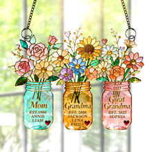 Load image into Gallery viewer, "A Blooming Love for Mom &amp; Grandma" - Personalized Flower Suncatcher Ornament - Gift for Mom, Grandma, and Great Grandma Ornament PopCulturePrints
