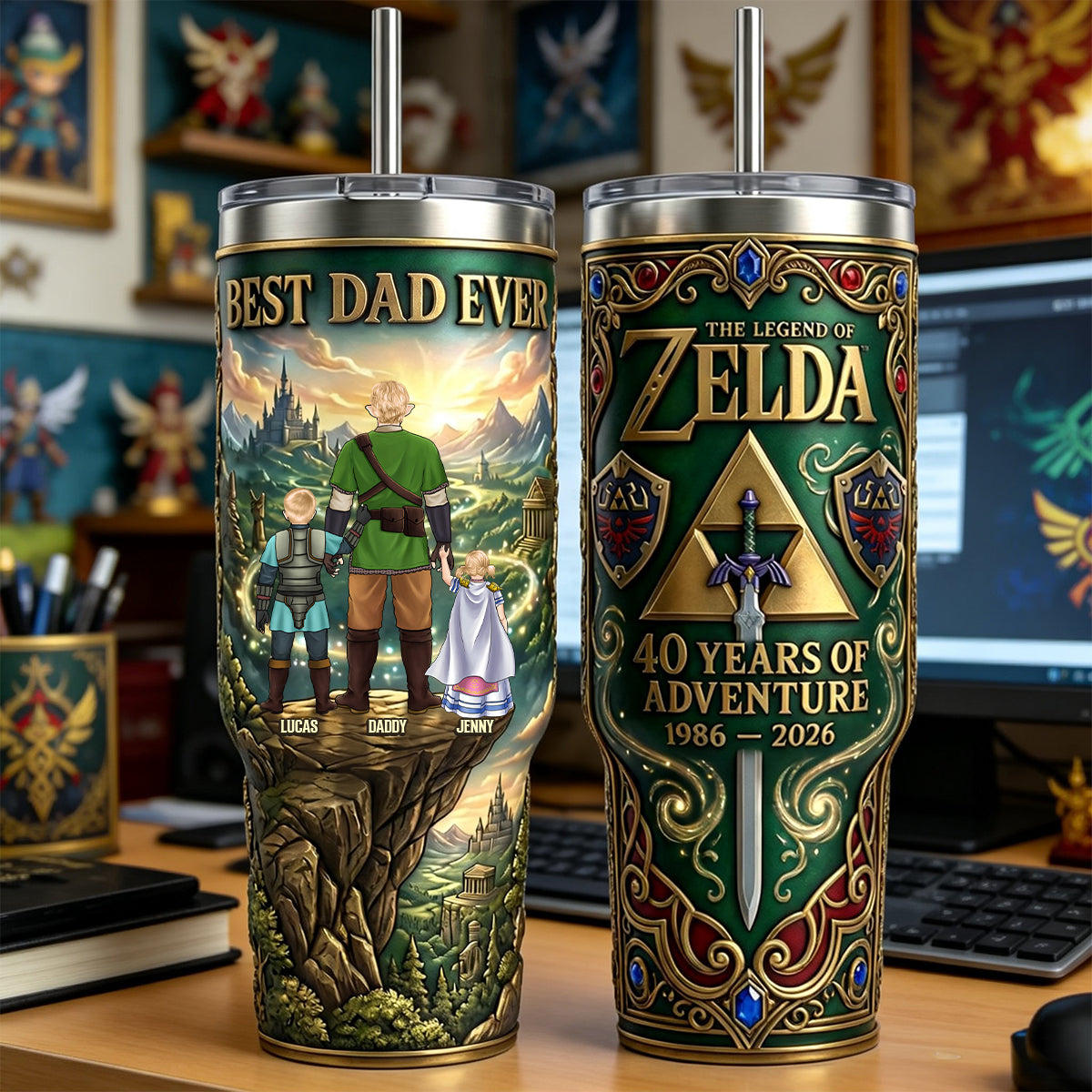 “Best Dad Ever” - Legendary Adventure Dad 40oz Tumbler - Personalized Gift for Father's Day Tumbler Cup PopCulturePrints