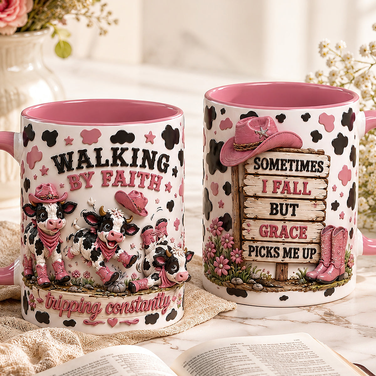 Walking By Faith Calf Coffee Mug - Personalized Christian Gift for Loved Ones