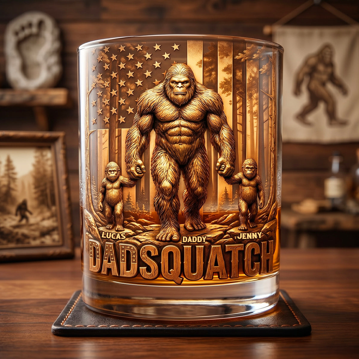 Celebrate Wild Dad Energy - Personalized Round Glass Gift for Dads & Grandpas Glass PopCulturePrints