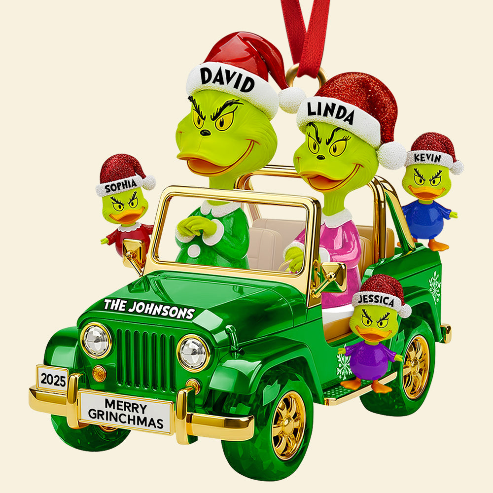 “Family Fun Awaits!” - Personalized Family On Off-road Car Ornament - Custom Gift for Parents, Siblings, and Kids Ornament PopCulturePrints