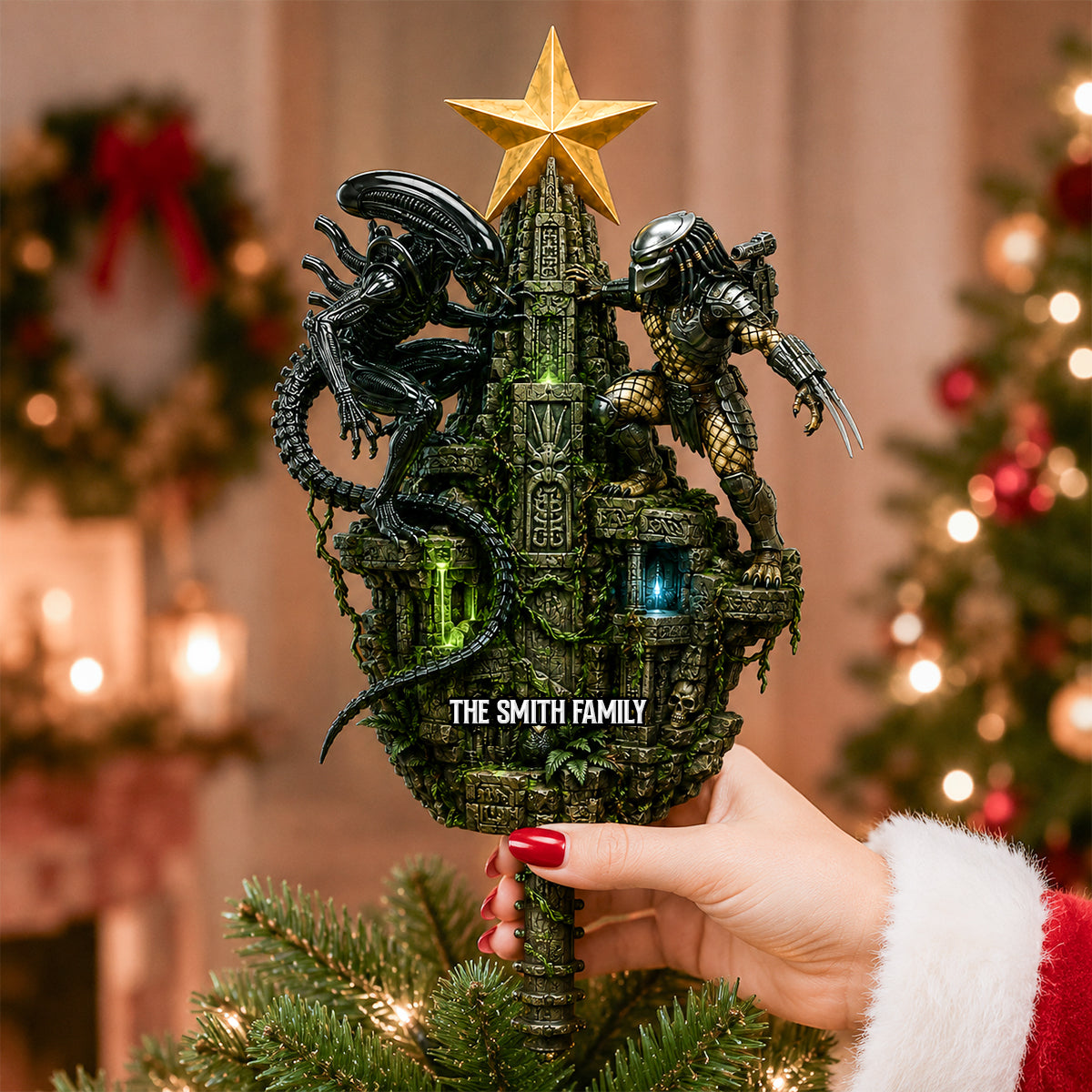 "Unleash the Holiday Spirit!" - Battle Monster Acrylic Christmas Tree Topper - Personalized Gift for Pop Culture Enthusiasts Ornament PopCulturePrints