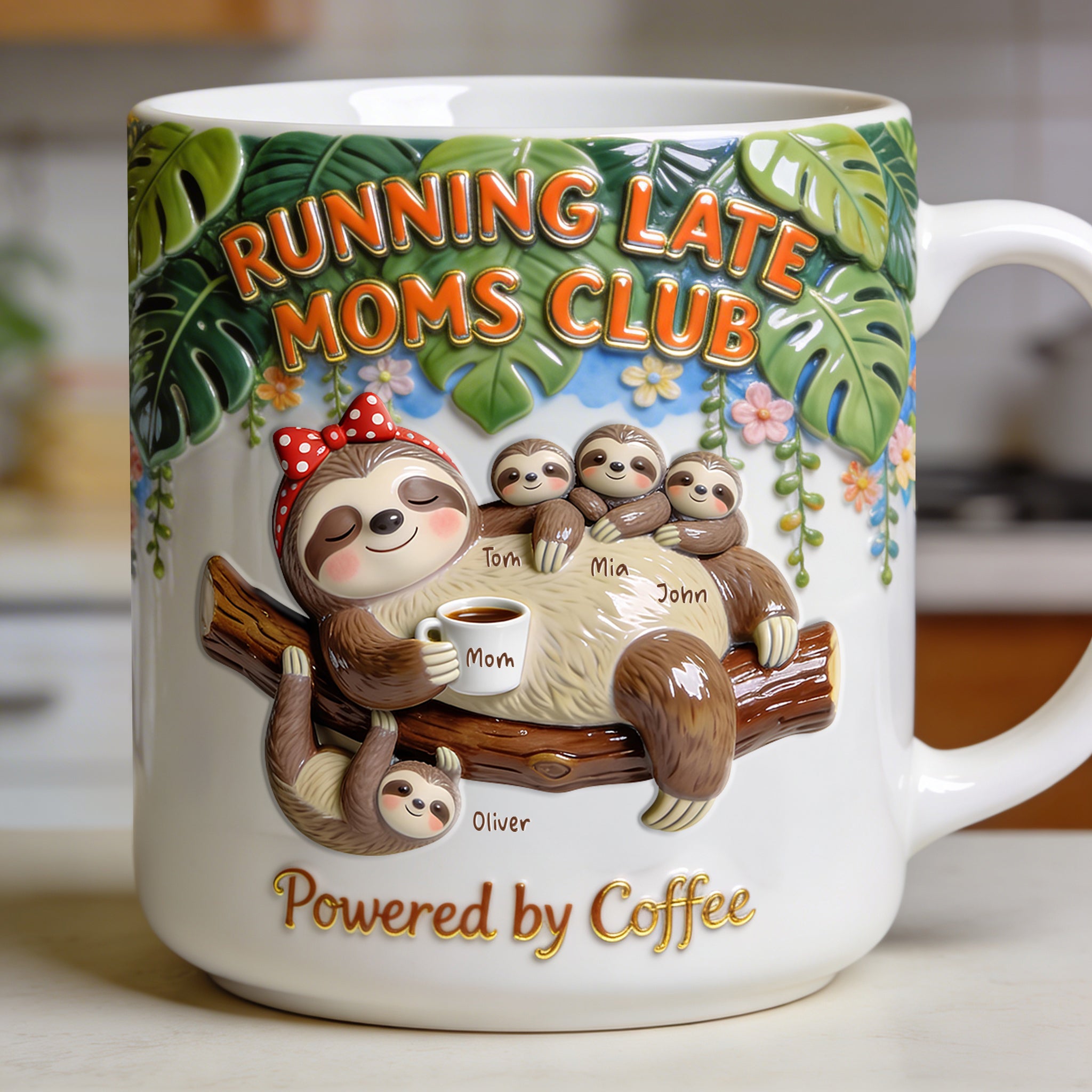 Chill Sloth Mom Coffee Mug - Personalized Gift for Moms Who Love Coffee Coffee Mug PopCulturePrints