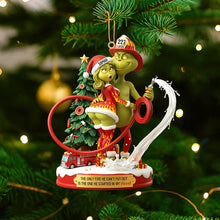 Load image into Gallery viewer, The Only Fire He Can&#39;t Put Out - Funny Firefighter Green Monster Personalized Christmas Ornament for Couples Ornament PopCulturePrints
