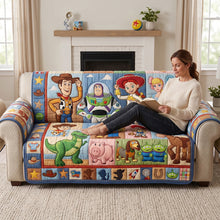 Load image into Gallery viewer, "Create Your Own Adventure with Fun Friends!" - Quilted Sofa Cover, Personalized Gift for Friends and Family Sofa Cover PopCulturePrints
