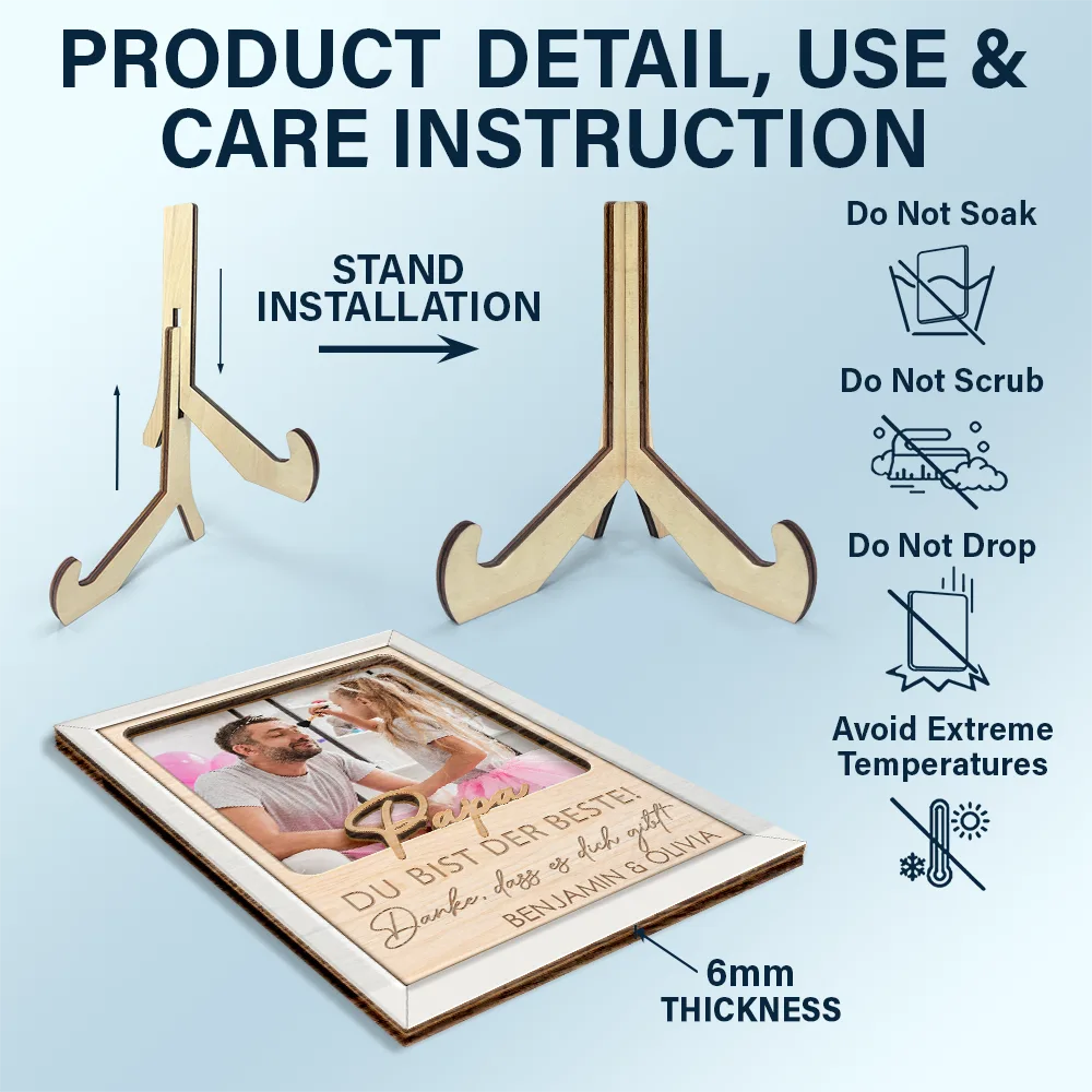 Papa, You Are The Best! - Personalized 2-Layered Wooden Plaque With Stand - Gift for Dad, Grandpa, and Loved Ones Wooden Plaque PopCulturePrints