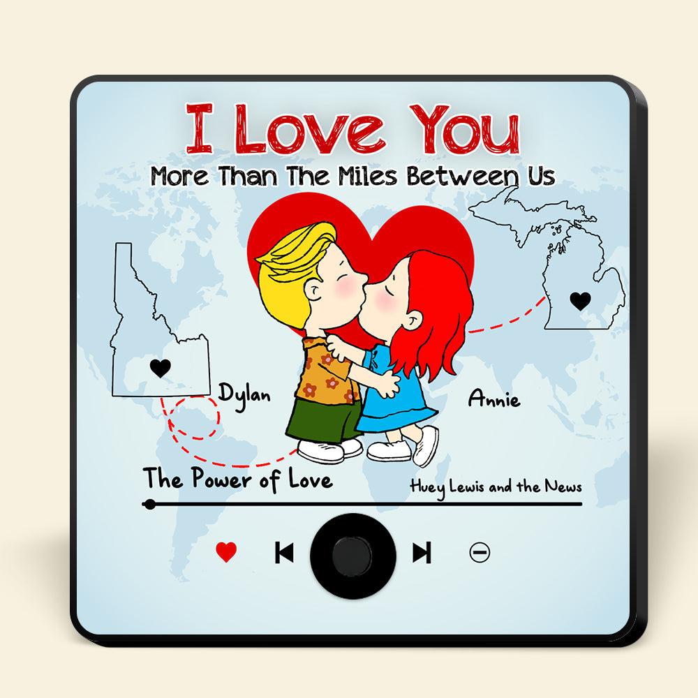 Personalized Long Distance Couple Magnet - 'Power of Love' Design Fridge Magnet PopCulturePrints