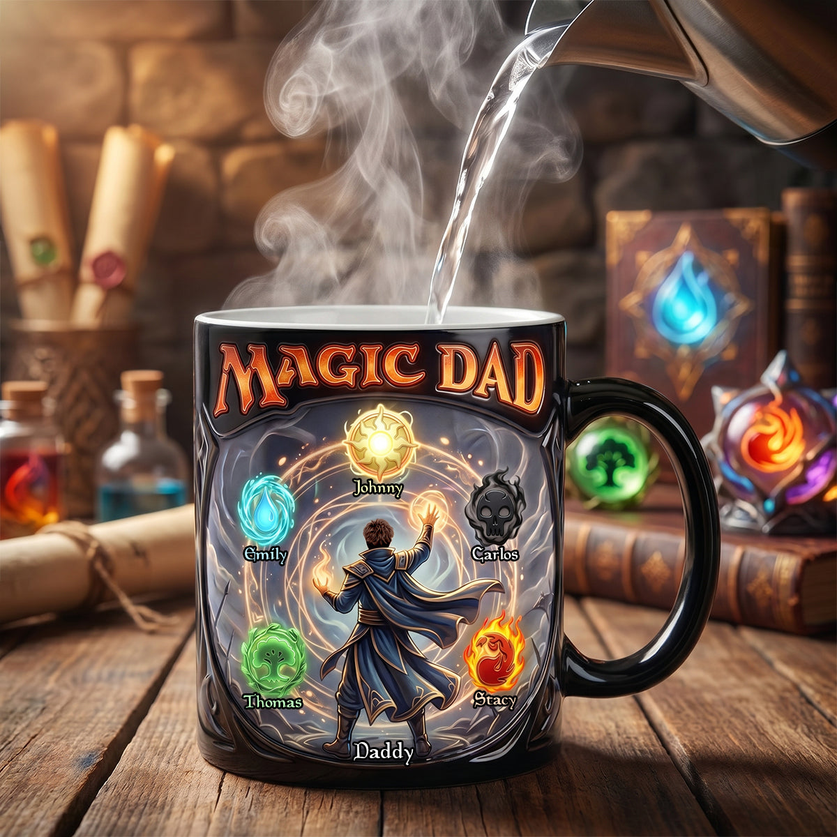 Magic Dad: A Gift as Unique as Your Inner Wizard - Personalized Fantasy Coffee Mug for Dads and Grandpas Coffee Mug PopCulturePrints