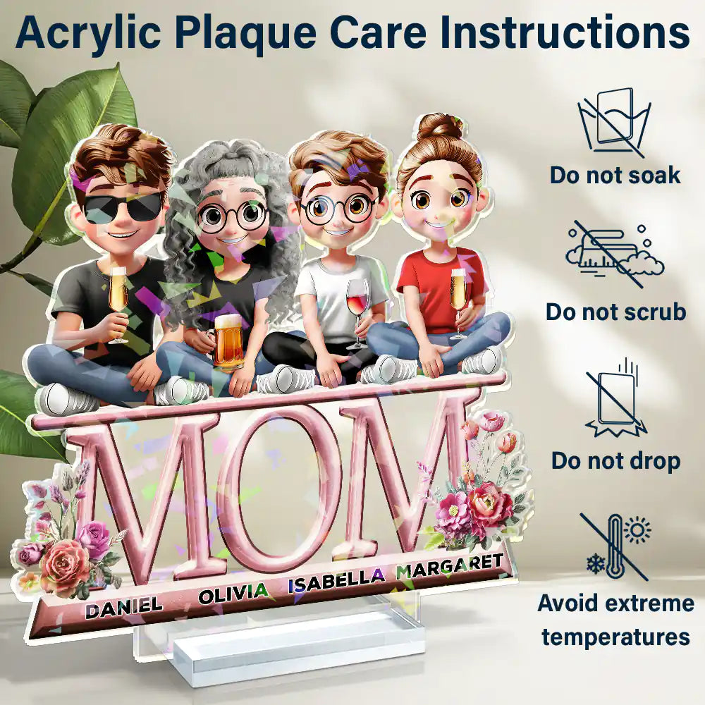 Celebrate Mom with Love - Personalized Holographic Acrylic Plaque | Unique Gift for Moms and Grandmas Holographic Acrylic Plaque PopCulturePrints