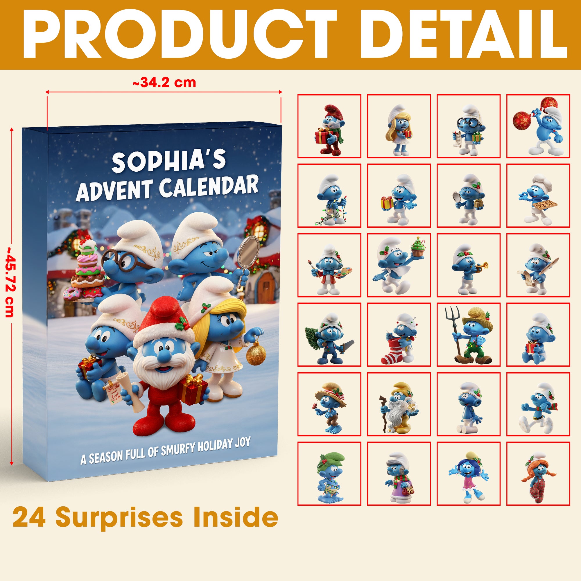 Sophia's Advent Calendar – A Smurfy Season of Joy | Personalized Christmas Gift Advent Calendar PopCulturePrints