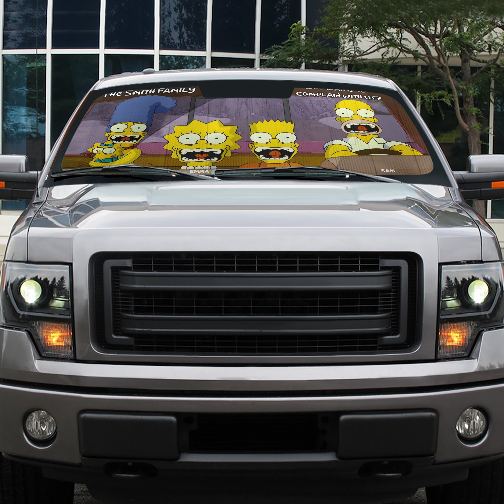 Personalized Family Cartoon Windshield Sunshade - Custom Names