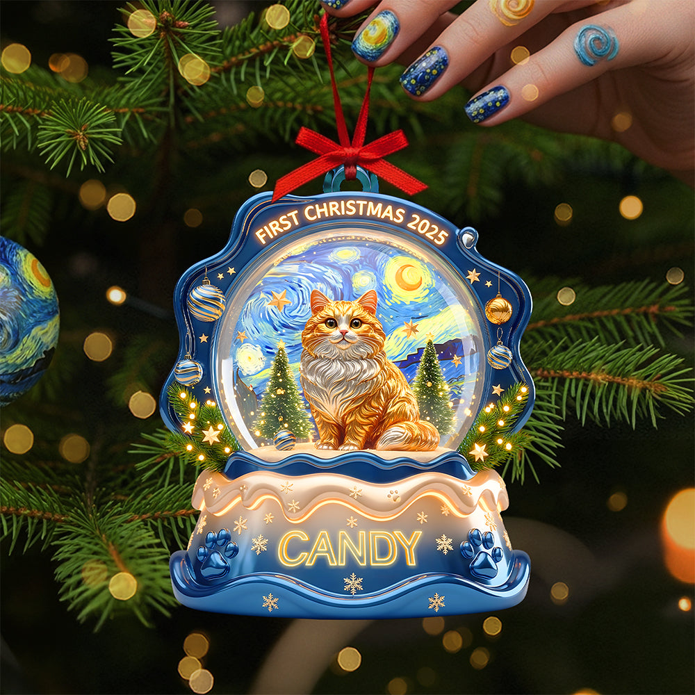 "Celebrate Your Feline Friend - Slay Cat Christmas Ornament" - Personalized Gift for Cat Lovers Ornament PopCulturePrints