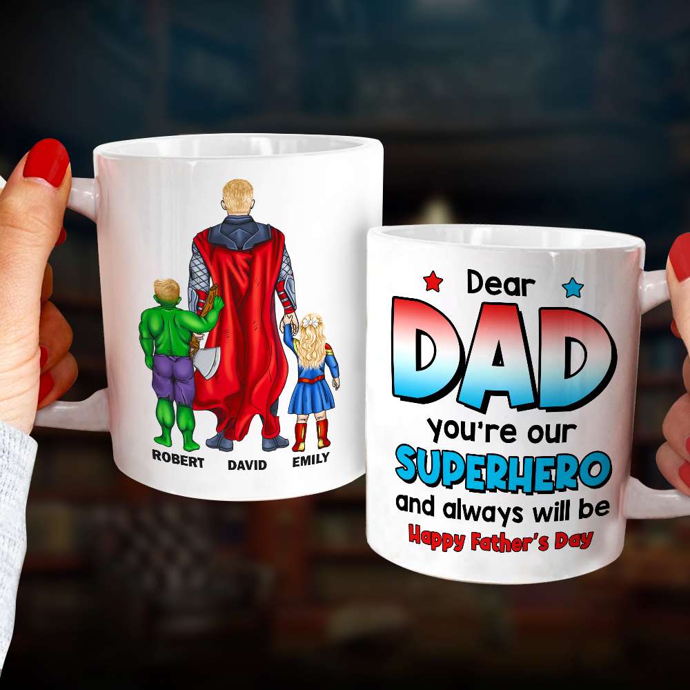 Personalized Superhero Dad Mug - Custom Gift for Father's Day Coffee Mug PopCulturePrints