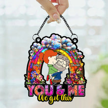 Load image into Gallery viewer, Personalized Acrylic Suncatcher - Rainbow Flower Couple Suncatcher PopCulturePrints
