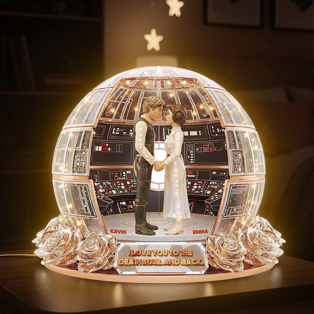 I Love You to the Death Star and Back - Cosmic Couple Acrylic Light Box - Personalized Gift for Couples Light Box PopCulturePrints
