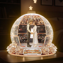 Load image into Gallery viewer, I Love You to the Death Star and Back - Cosmic Couple Acrylic Light Box - Personalized Gift for Couples Light Box PopCulturePrints
