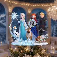 Load image into Gallery viewer, "Let It Snow!" - Magical Winter Family Acrylic Christmas Tree Topper - Personalized Gift for All Ages Ornament PopCulturePrints
