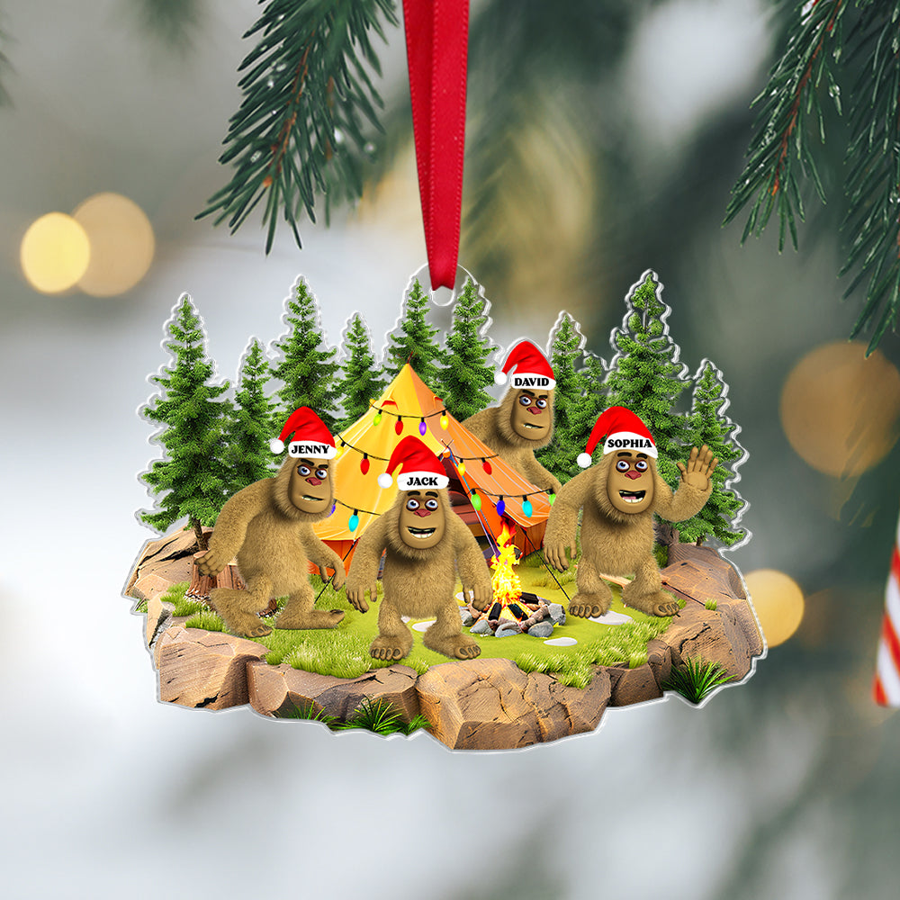 Personalized Bigfoot Family Christmas Ornament - Custom Names - Festive Holiday Decoration