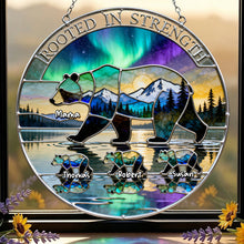 Load image into Gallery viewer, "Rooted in Strength" - Personalized Aurora Bear Mom Tribal Suncatcher - Perfect Gift for Moms, Grandmas, and More Ornament PopCulturePrints
