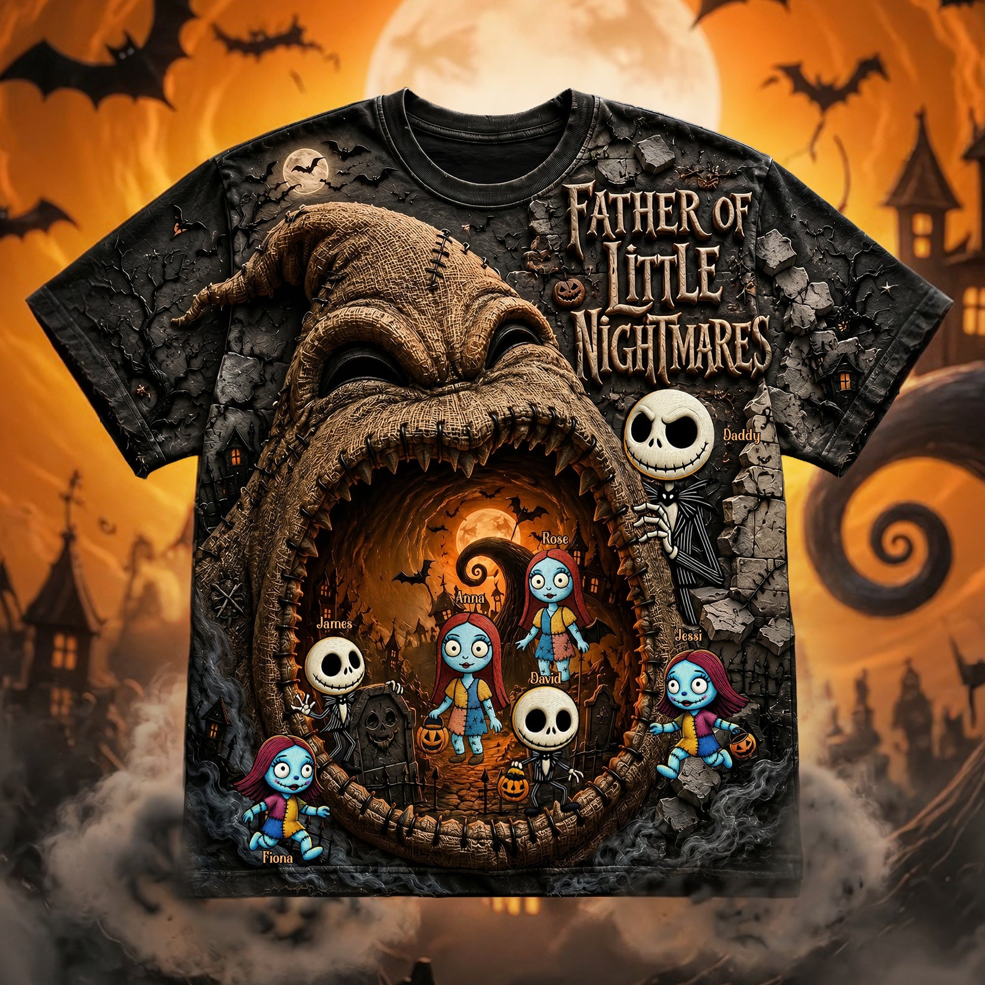 Embrace the Spookiness - Fathers Of Little Horrors Shirt - Personalized Gift for Dad AOP Products PopCulturePrints