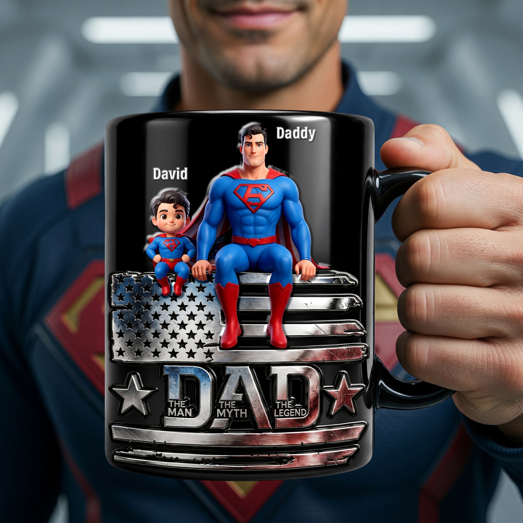 "The Man, The Myth, The Legend" - Proud American Dad Magic Mug, Personalized Gifts for Dads Coffee Mug PopCulturePrints