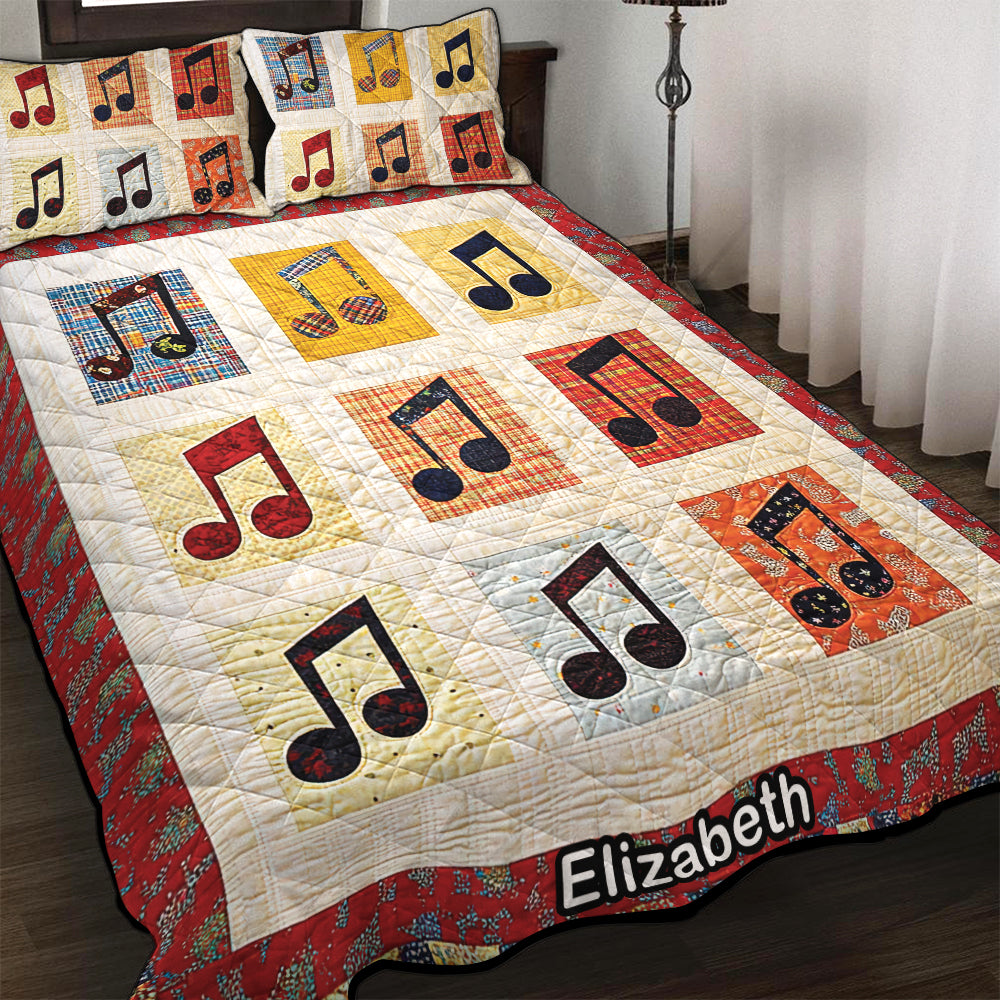 Personalized Musical Notes Quilt Bedding Set for Music Lovers Blanket PopCulturePrints