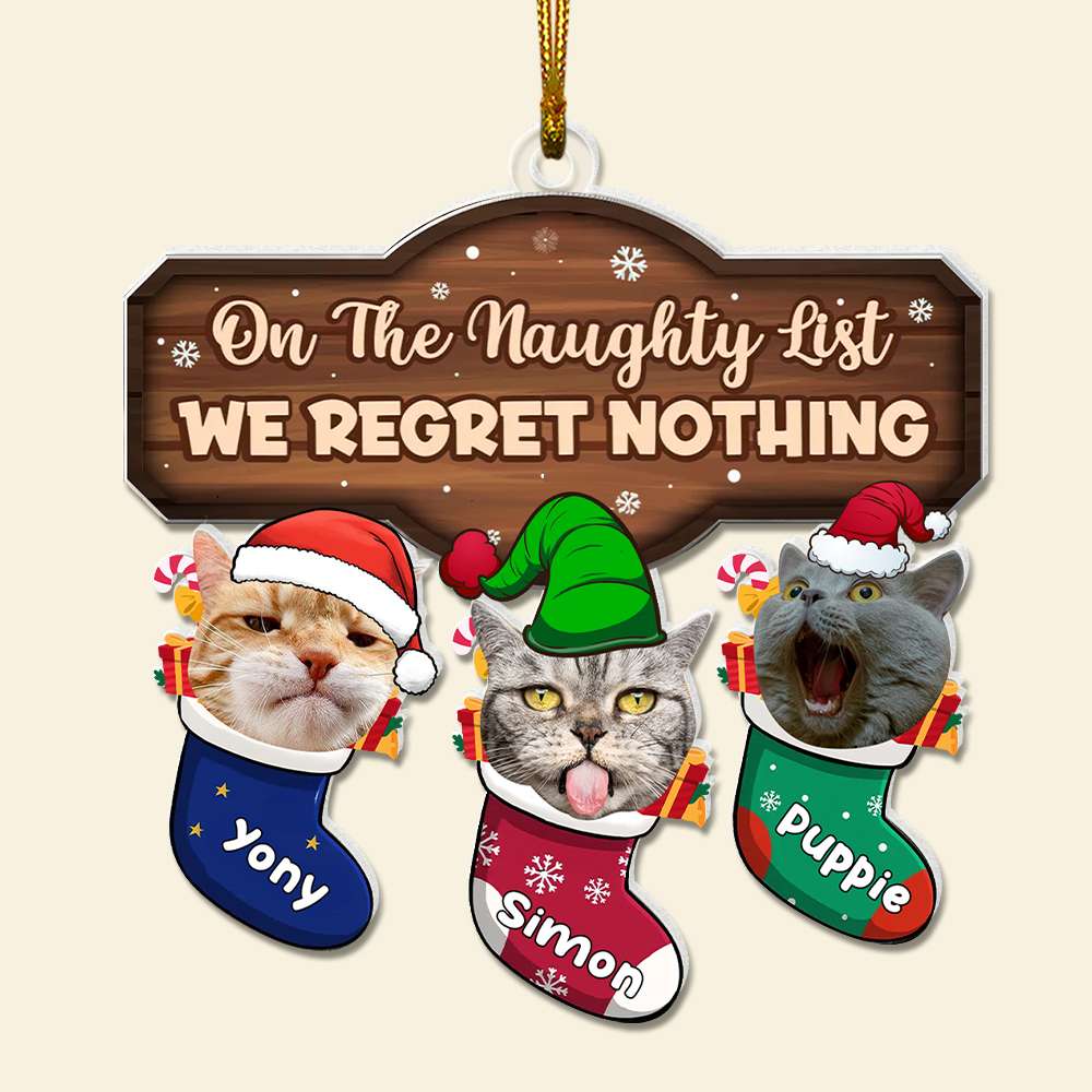 Custom Cat Lover's Naughty List Christmas Ornament Ornament PopCulturePrints