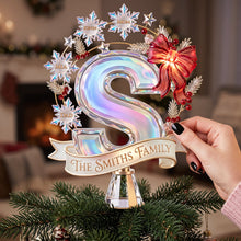 Load image into Gallery viewer, “Celebrate Family Togetherness” - Snowflake Alphabet Tree Topper - Personalized Christmas Gift for Loved Ones
