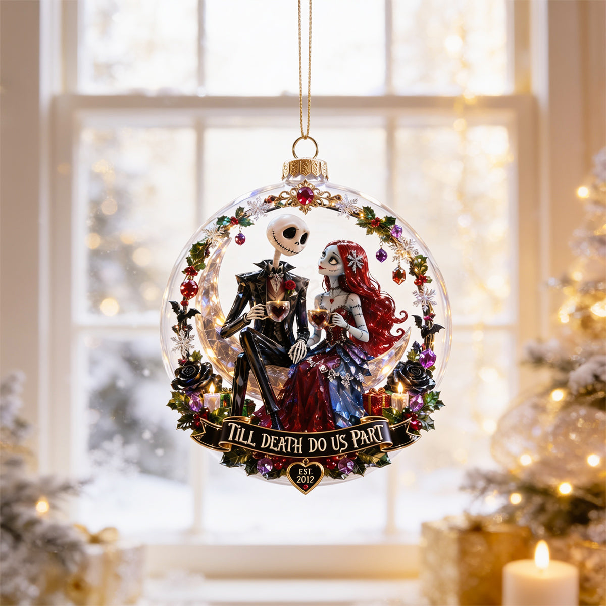 Gothic Love Christmas Ornament - Personalized Gifts for Couples