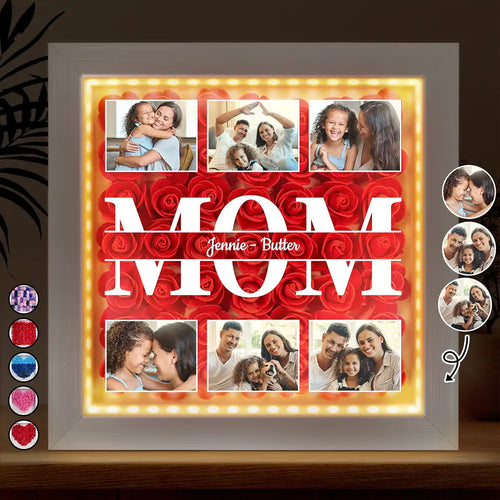 Mom, You're Our Heart - Custom Photo LED Light Flower Shadow Box LED Light Flower Shadow Box PopCulturePrints