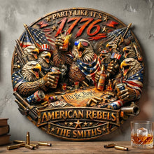 Load image into Gallery viewer, Celebrate Freedom: USA Independence Party Metal Sign - Custom Gift for Patriots and Families Metal Signs PopCulturePrints
