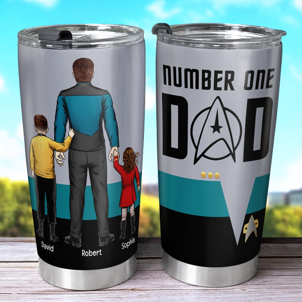 Personalized 'Number One Dad' Tumbler - Star-Inspired Design