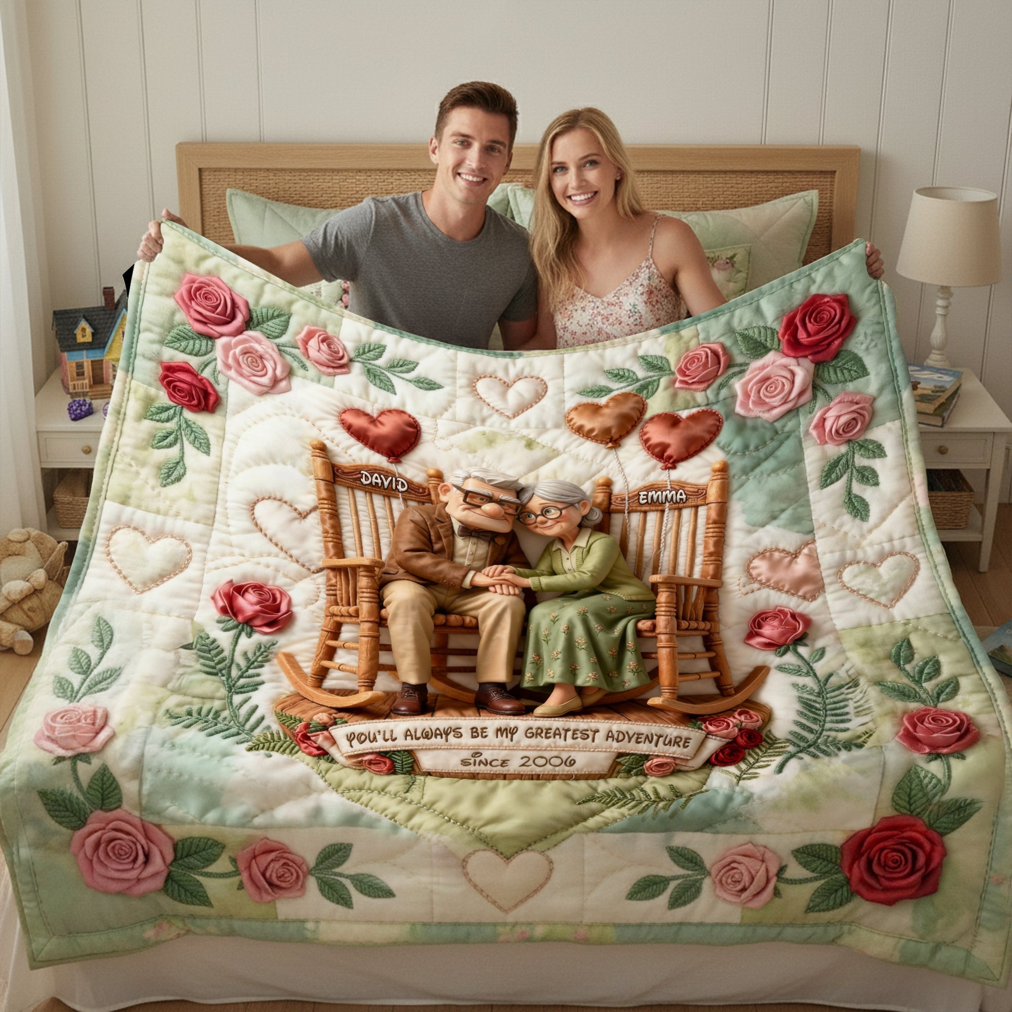 You'll Always Be My Greatest Adventure - Personalized Happy Grow Old Couple Quilt Bed Set Bedding Set PopCulturePrints