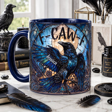 Load image into Gallery viewer, "Cawing with Attitude" - Personalized Raven Accent Mug for Gothic Occult Lovers
