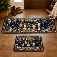 Load image into Gallery viewer, "Merry Force Be With You!" - Personalized Cosmic Adventure Family Christmas Rug - Custom Gifts for Family and Friends
