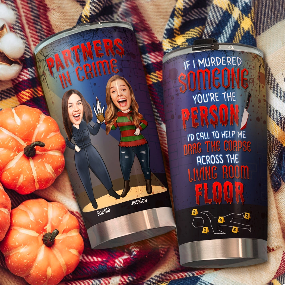 Custom Horror Friends Tumbler for Besties - Partners in Crime Tumbler Cup PopCulturePrints