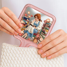 Load image into Gallery viewer, "Immerse Yourself in Stories" - Girl in Books Handle Mirror - Personalized Gift for Book Lovers Mirror PopCulturePrints
