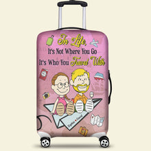 Load image into Gallery viewer, Personalized Couple Luggage Cover - Travel With Love Luggage Covers PopCulturePrints
