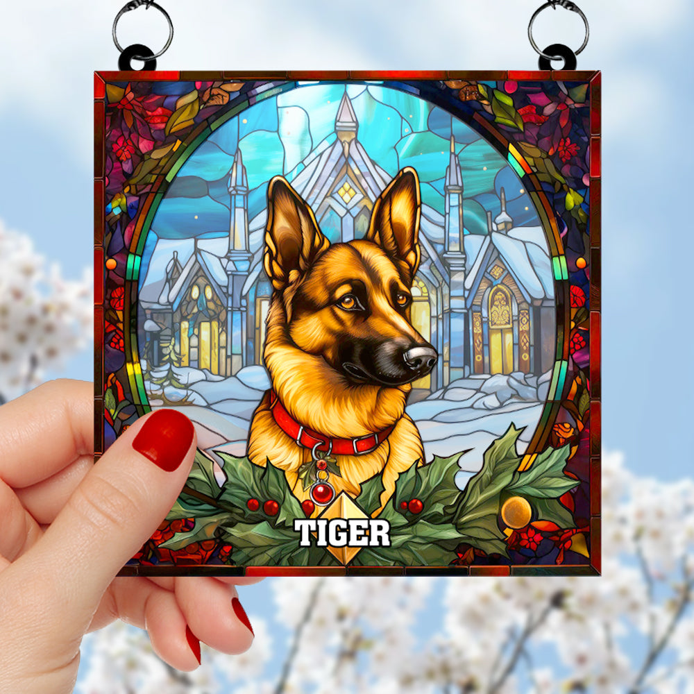 German Shepherd Dog Christmas Acrylic Suncatcher Ornament - Personalized Gifts For Dog Lovers