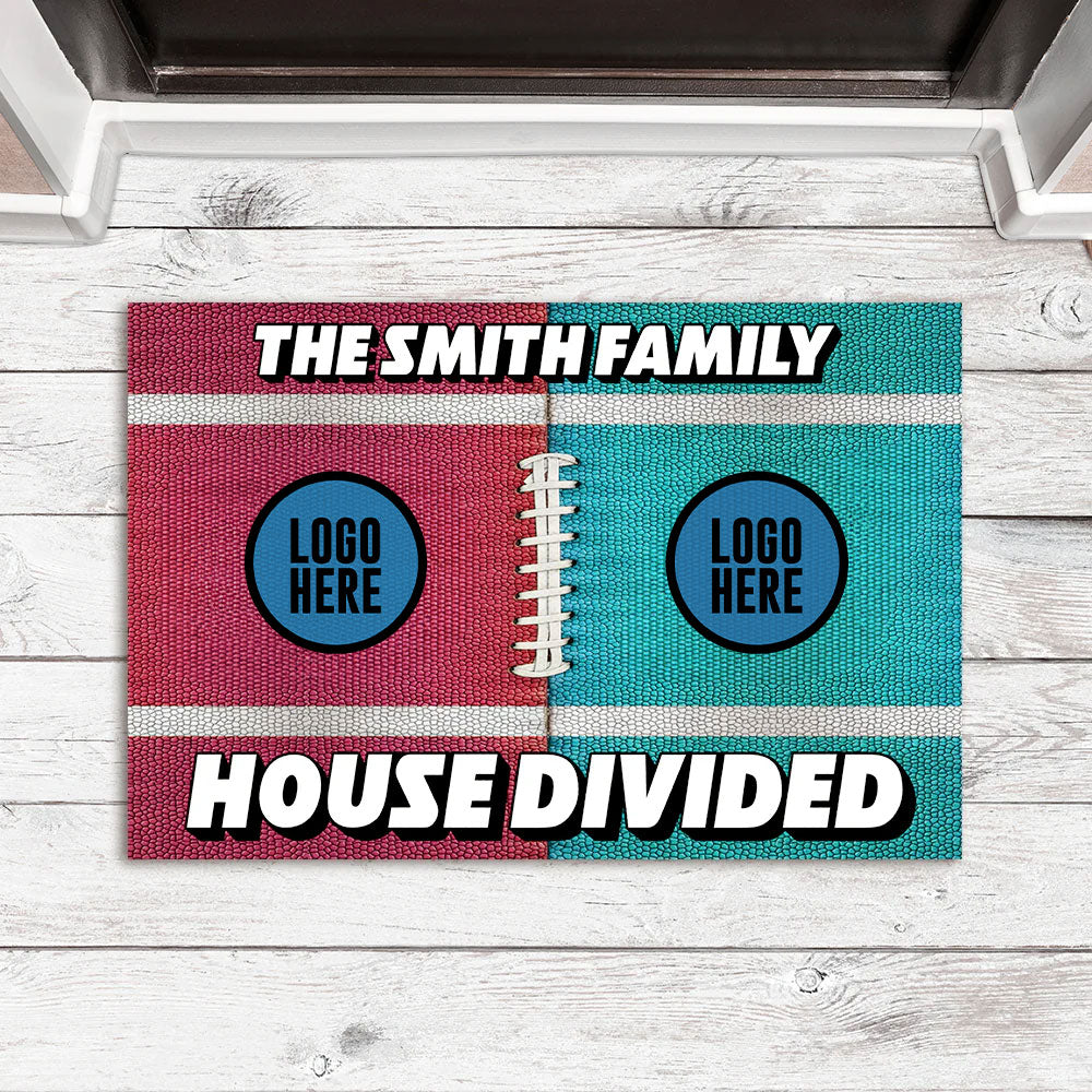 Custom Football House Divided Doormat - Personalized Team Logo Gift Doormat PopCulturePrints