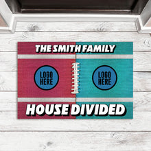 Load image into Gallery viewer, Custom Football House Divided Doormat - Personalized Team Logo Gift Doormat PopCulturePrints
